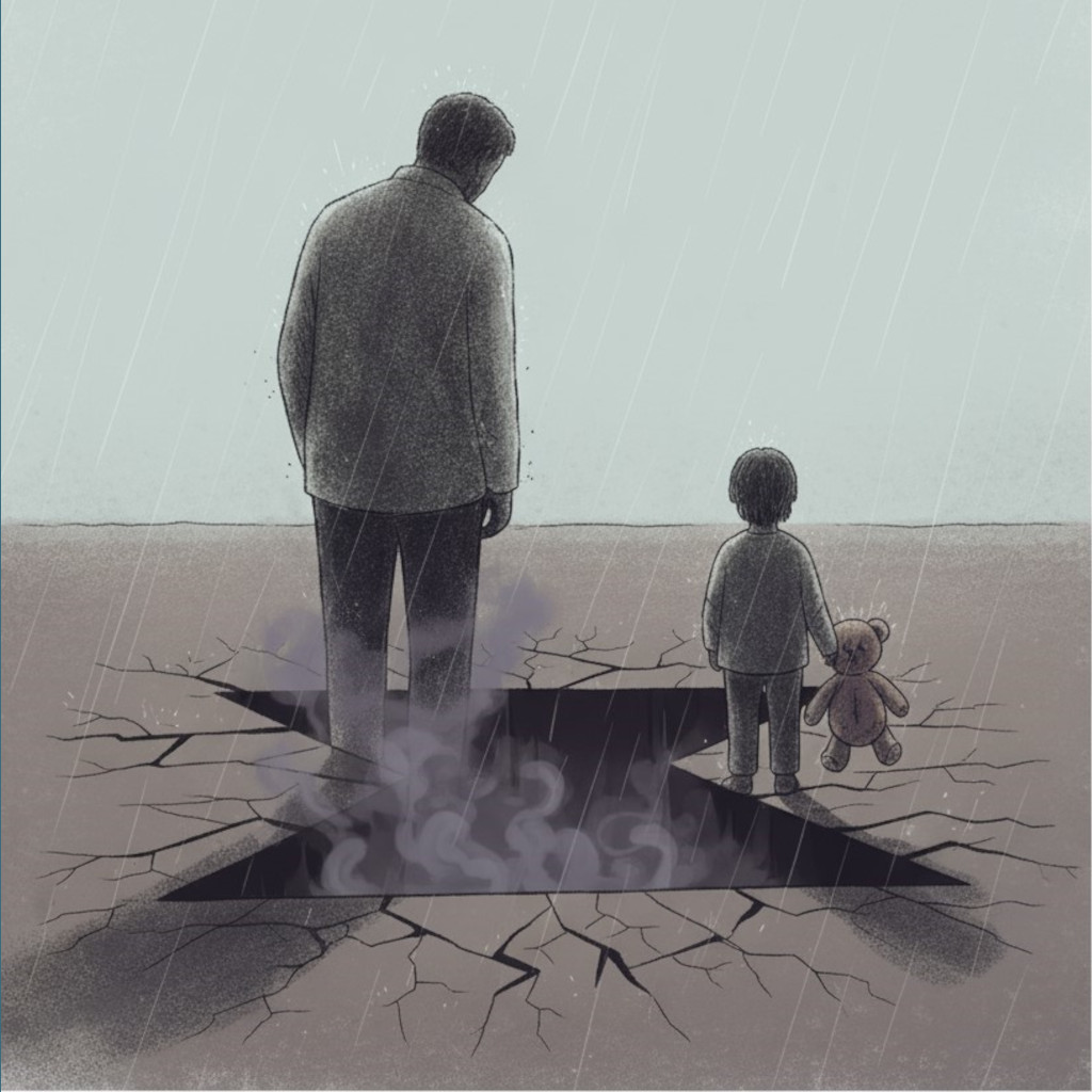 Illustration enfants et parents de dos